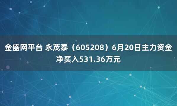 金盛网平台 永茂泰（605208）6月20日主力资金净买入531.36万元